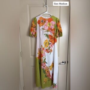 Floral Maxi Dress with Green and Orange Accents